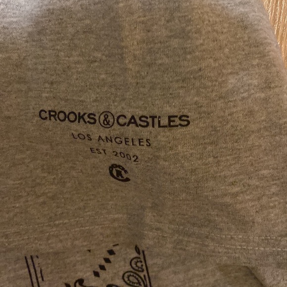 NWT Crooks&Castles grey&black designed short sleeve men crew neck t-shirt LG &XL - Picture 4 of 9